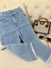 Wide leg strass pants