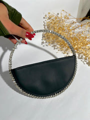 Black handbag with silver beads