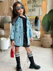 Jeans jacket and leather shorts lsy