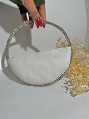 White handbag with silver beads