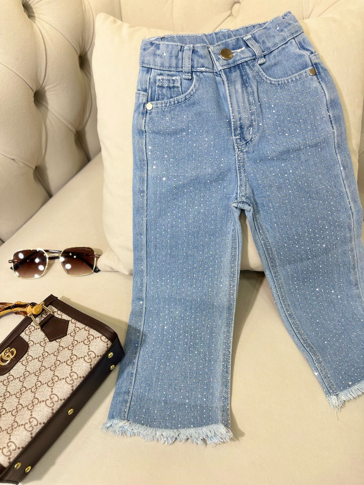 Wide leg strass pants